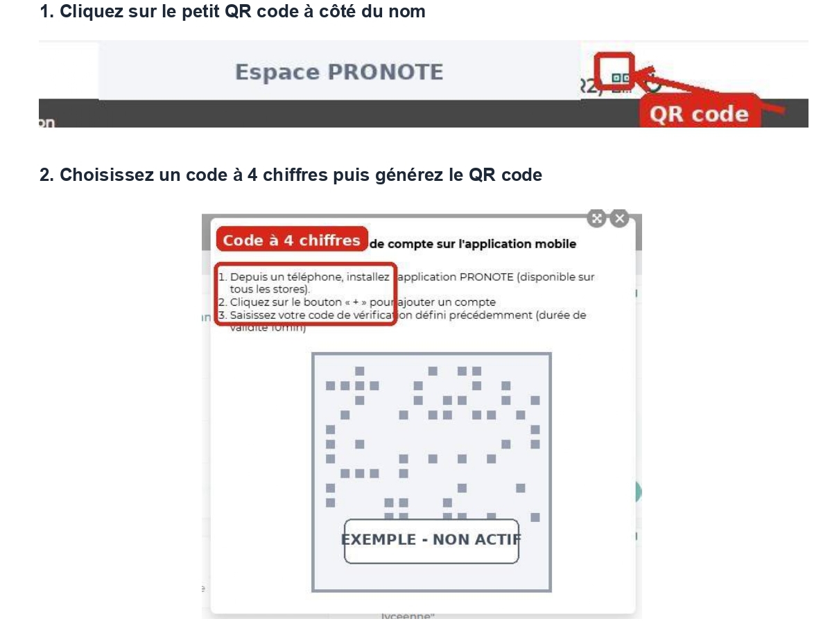 PRONOTE - Ajouter un compte QRCode
